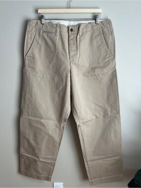 NEW Wallace & Barnes Pants Mens 32x32 Officers Chino Beige Twill Wide Leg